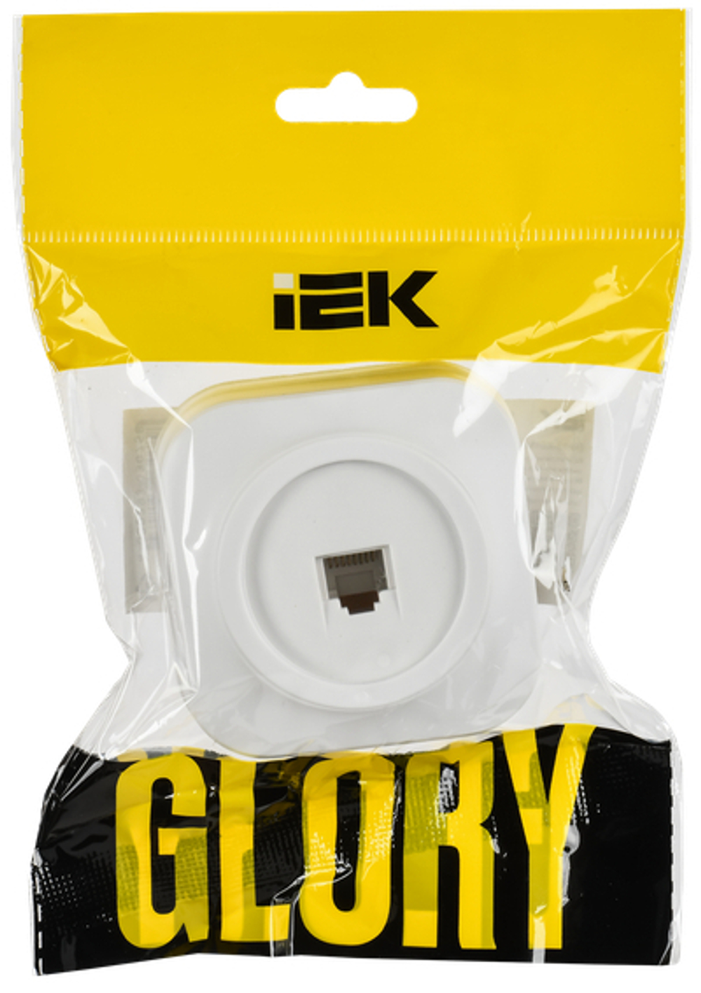 GLORY Розетка для открытой установки компьютерная RJ45 кат.5E РК10-ХБм белый матовый IEK