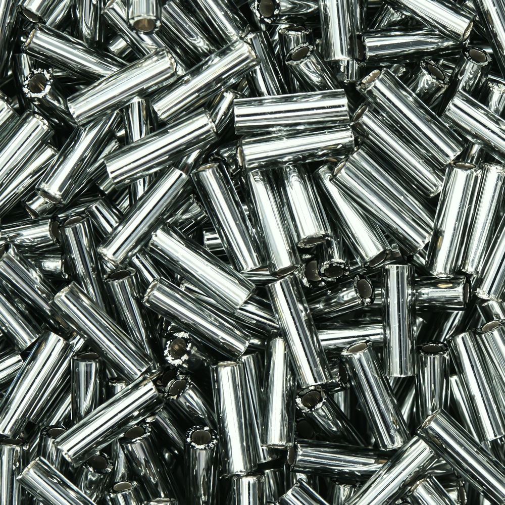 Японский бисер TOHO Bugle (стеклярус) 6mm (№29), с внутренним серебрением, прозрачный