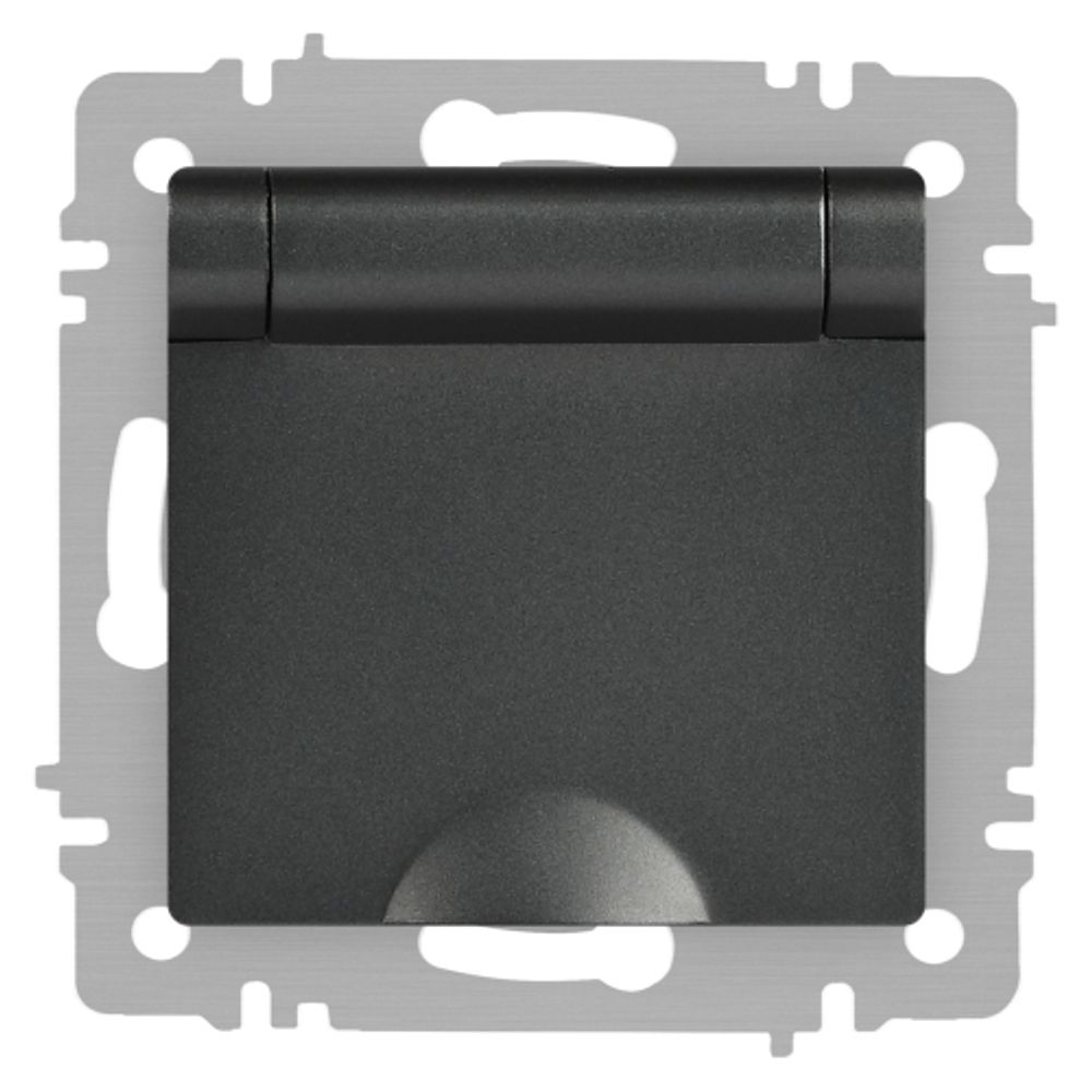 Розетка Intro Accent 6-203-07 с заземлением 2P+E Schuko с крышкой 16А-250В IP20 СУ AL/CU графит | 