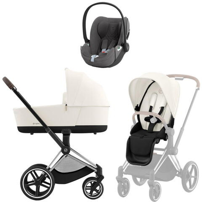Коляска 3 в 1 Cybex Priam IV Chrome Brown complete и автокресло Cloud T i-Size Mirage Grey Plus Off White