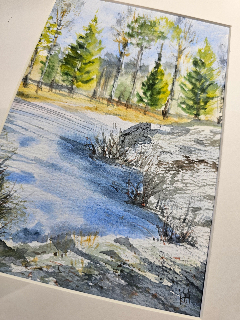 Картина авторская акварельная в паспарту 21х30 см на стену для интерьера "Утро 8 марта"