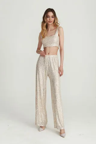 Топ с пайетками цвета шампань