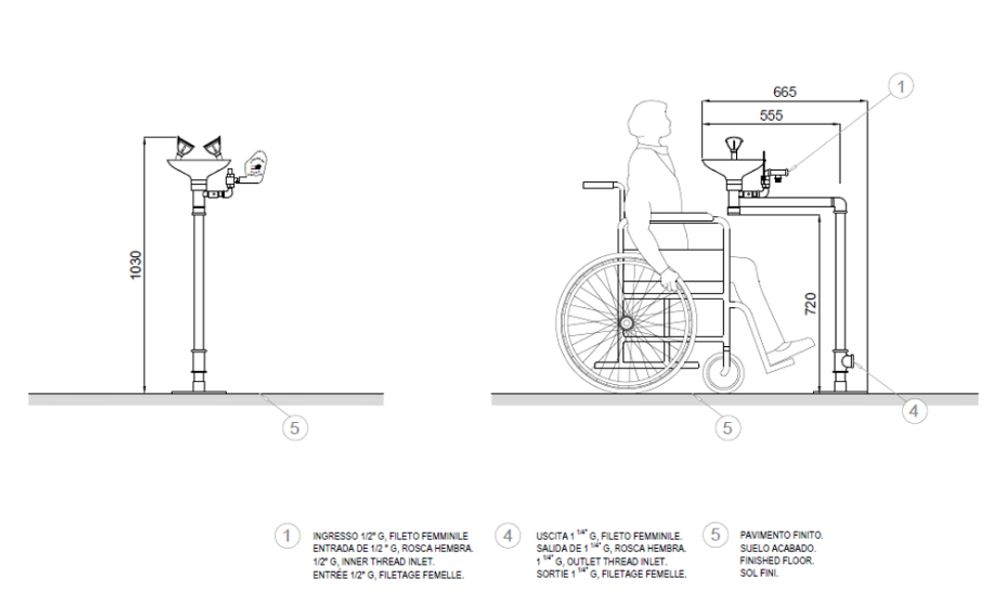 Аварийный фонтан напольный МГН нерж. сталь BOCCHISF SC330SS зеленый