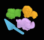 Формочки (3 шт) Лев, носорог, бегемот с мастерком (Нордпласт)