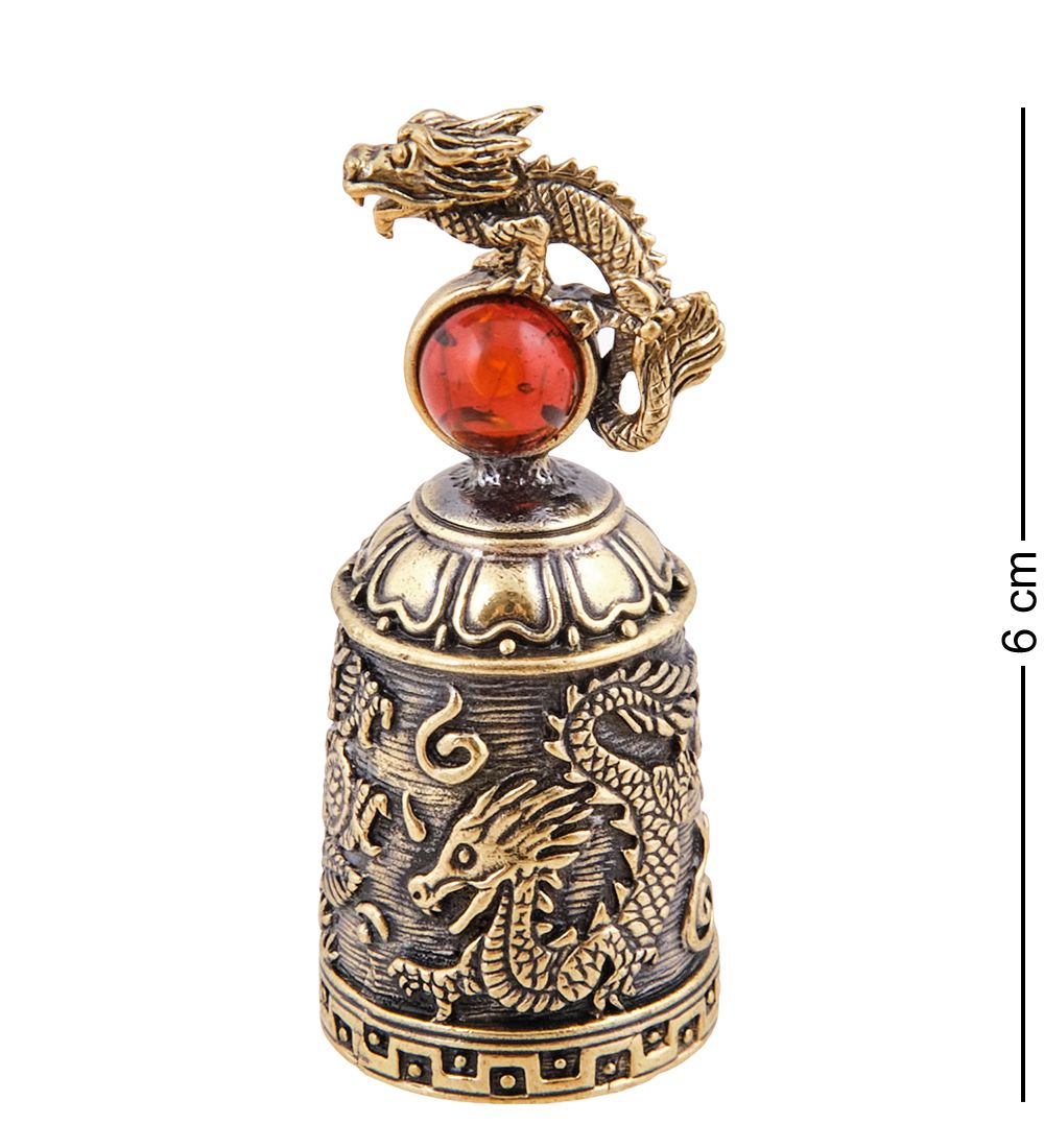 AM-3774 Колокольчик «Дракон Китай» (латунь, янтарь)