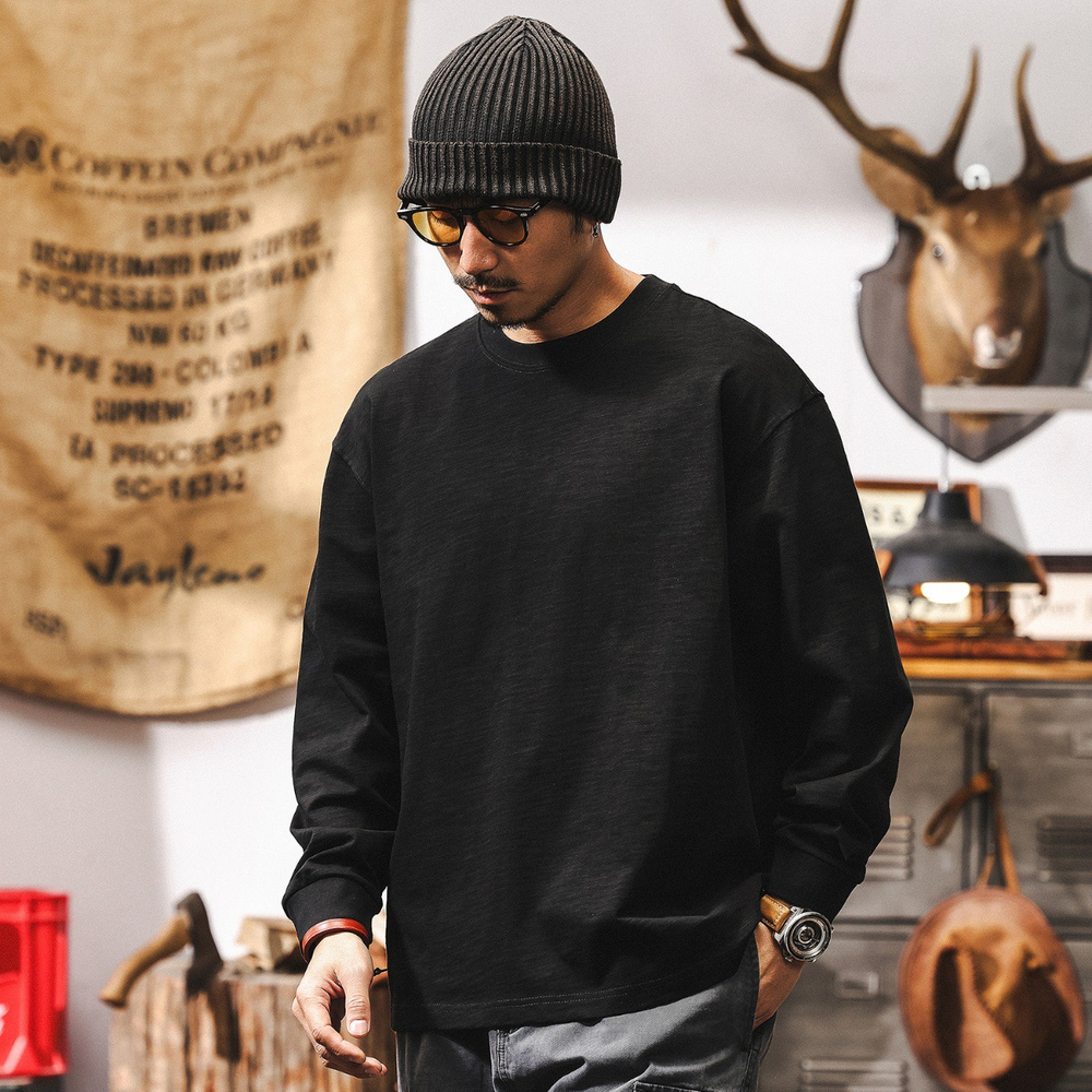 Мужская футболка с текстурой бамбука, с длинным рукавом, весна-осень.Оптом и в розницу