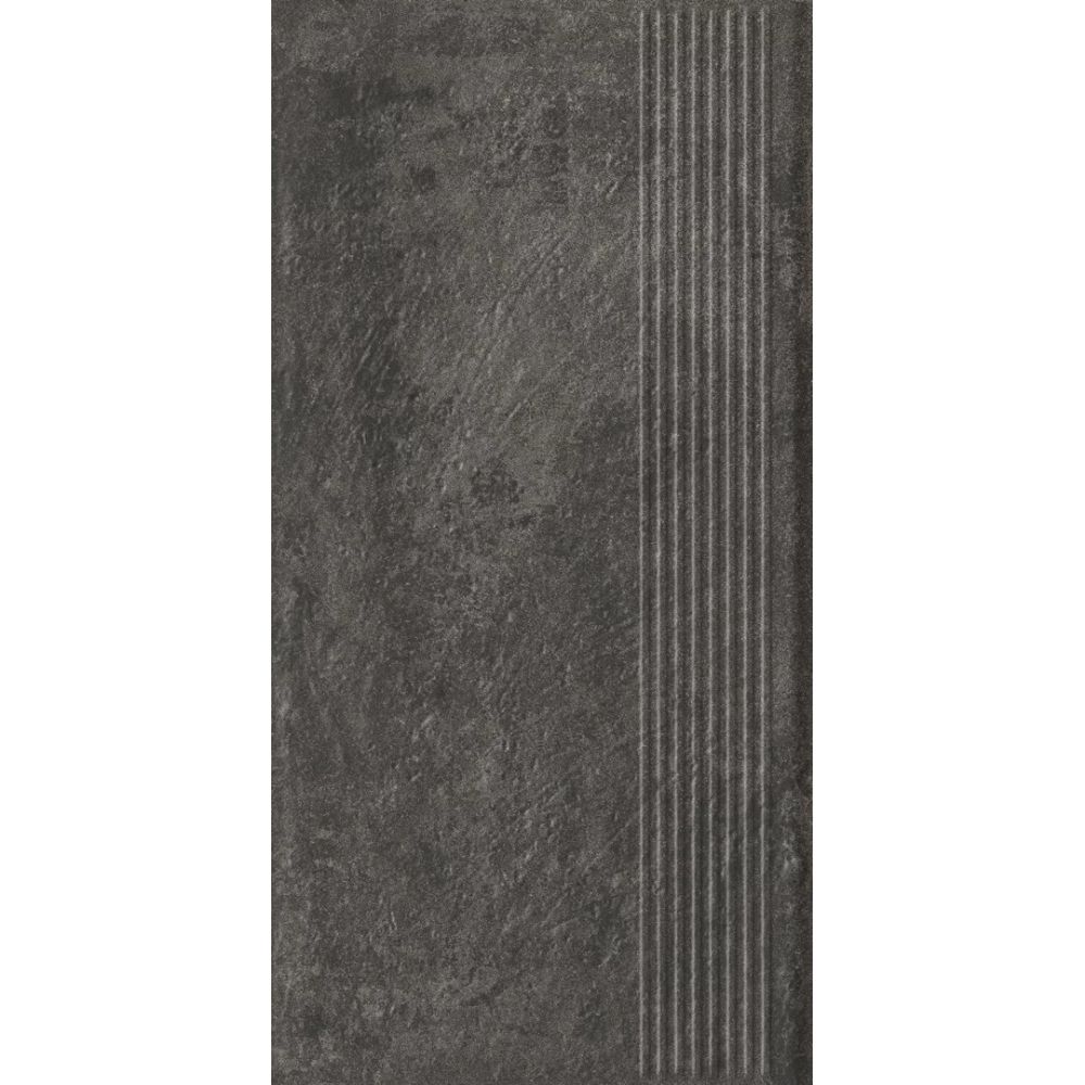 Paradyz Carrizo Bazalt - Ступень простая структурная с насечками 300x600