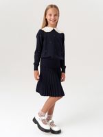 Джемпер для девочки с длинным рукавом AT977-1 синий-золотистый