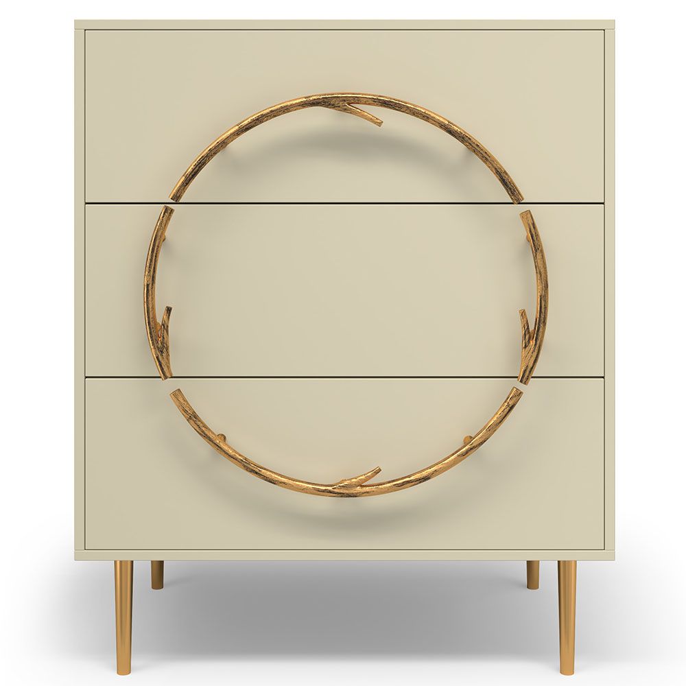 Комод Арт Колор matte Стайл Голд с 3 ящиками Серый шелк матовый