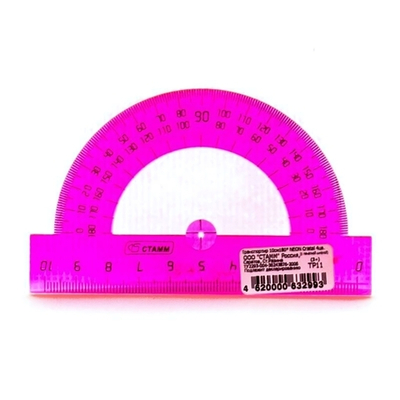 Транспортир 10см NEON Cristal 4цв.(Стамм)