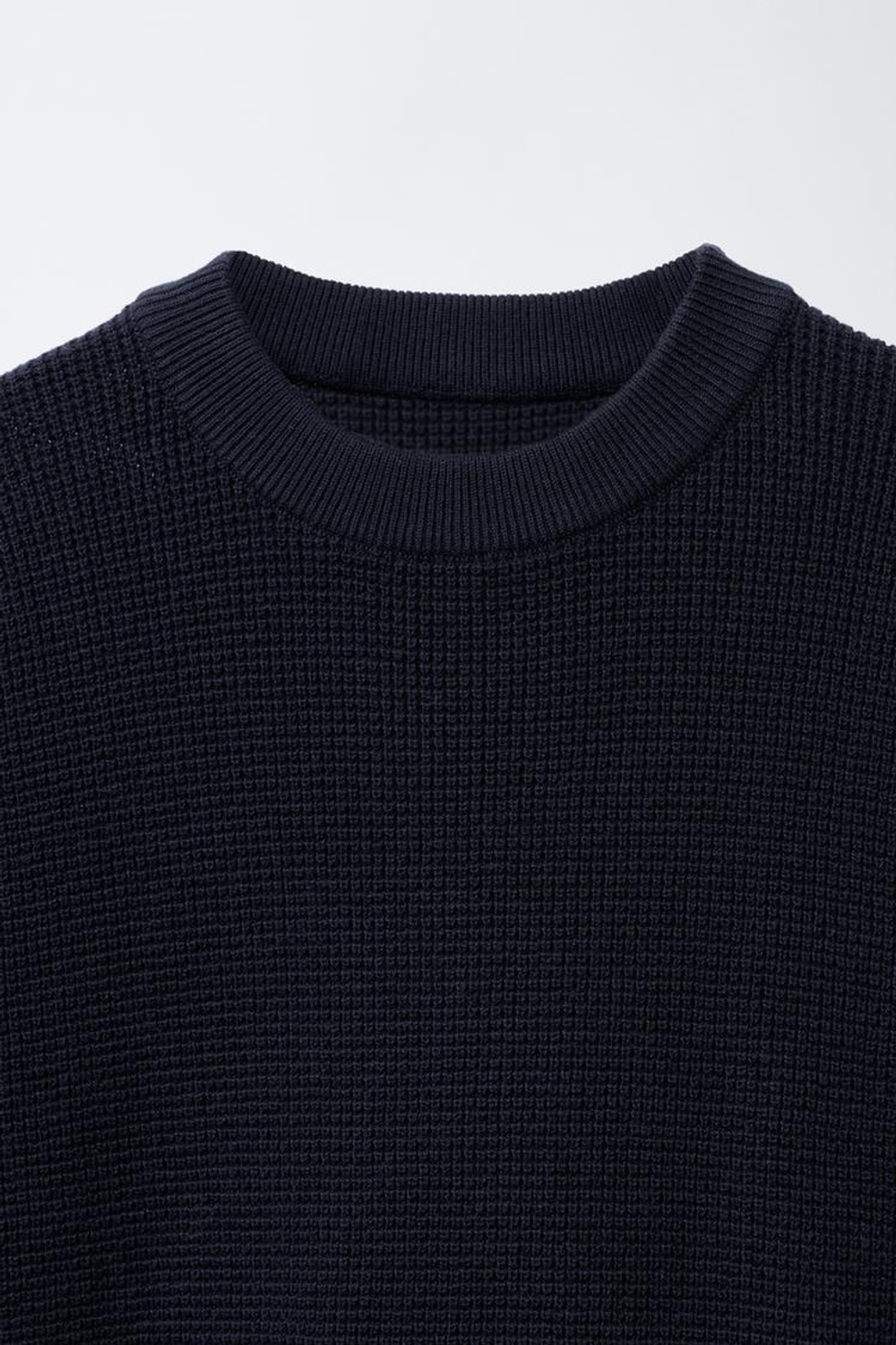 ZARA БАЗОВЫЙ ТРИКОТАЖНЫЙ ДЖЕМПЕР, СИНИЙ