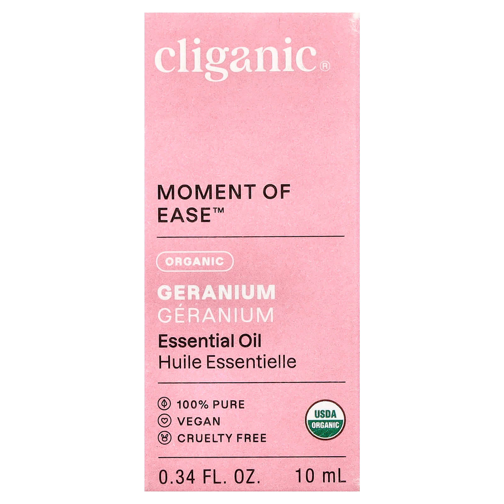 Cliganic, Moment of Ease™, на 100% чистое эфирное масло, герань, 10 мл (0,34 жидк. унции)