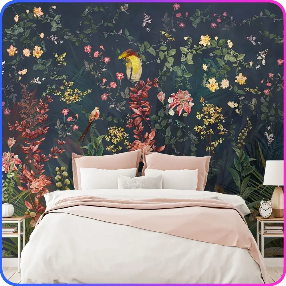 Фотообои Цветы, Листья, Птицы 300х270 см Luxury Walls AM36903