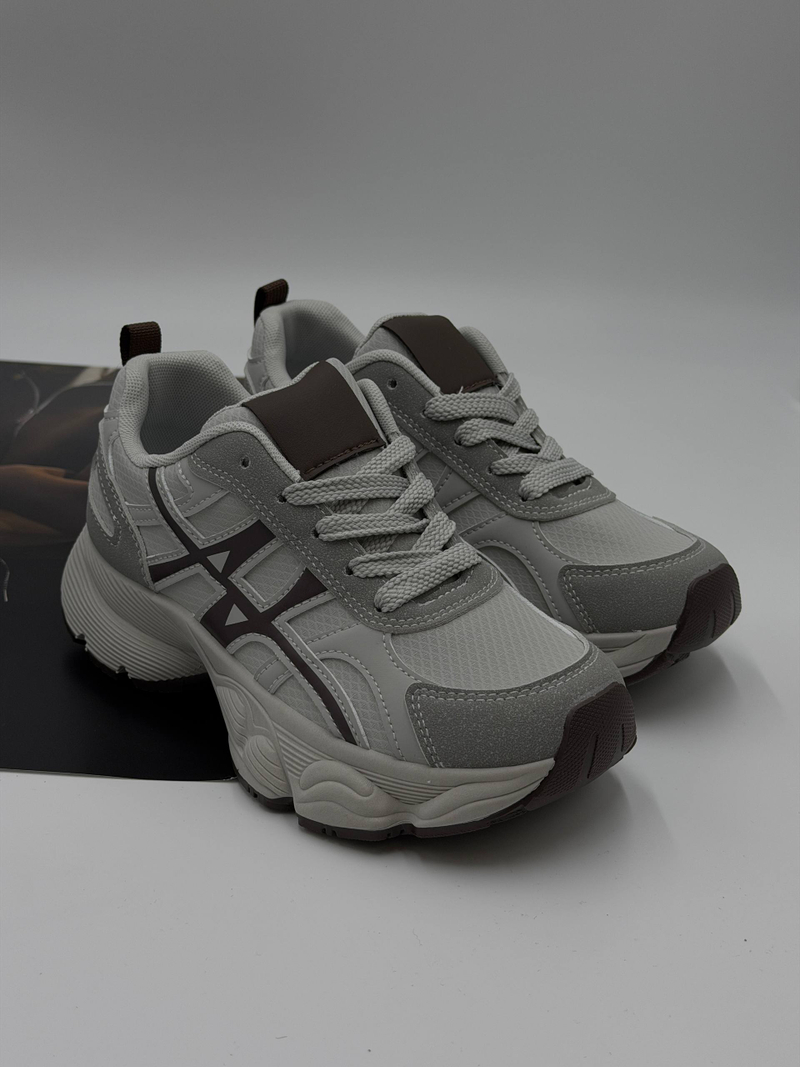 Кроссовки женcкие экокожа арт. 953-4 цвет "серый,коричневый"