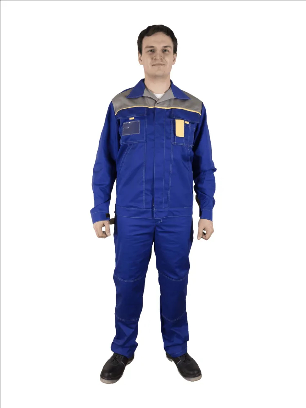 Костюм мужской летний «ДНЕПР» (куртка+полукомбинезон) цв.васильковый/светло-серый