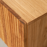 Дизайнерская тумба под телевизор 180 см Грувс из дуба с декоративными резными фасадами, на металлических ножках в стиле лофт