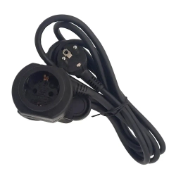 Удлинитель с прищепкой, длина шнура 3м., цвет черный