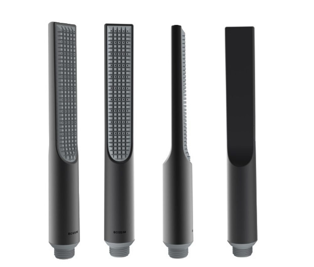 Bossini Apice душ ручной Ø31x241 мм, шланговое подсоединение со встроенным держателем, шланг Cromolux 1500 мм, цвет чёрный матовый