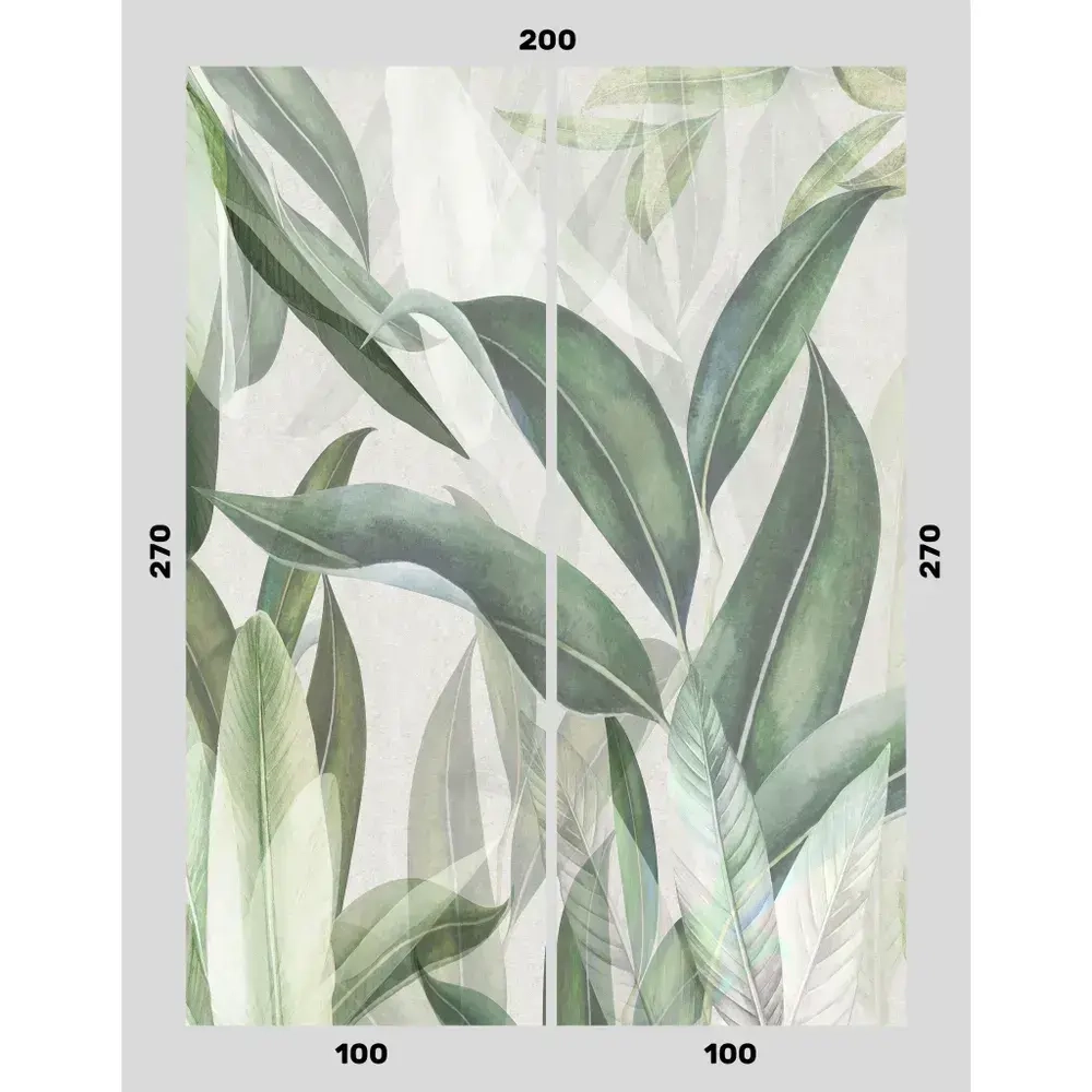 Фотообои 200х270см виниловые на флизелиновой основе "Экзотические листья"