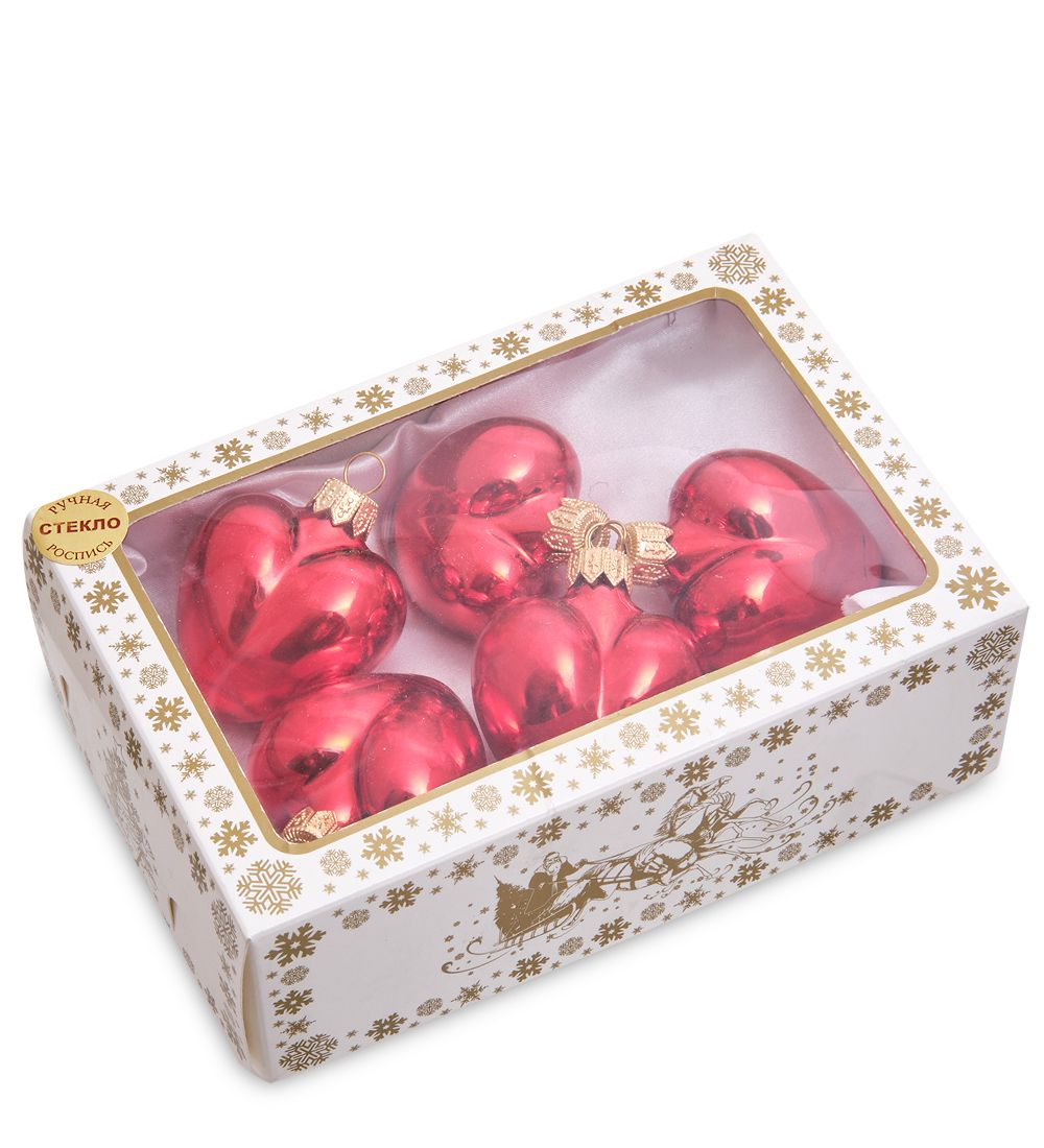 НФШ-1286/1 Набор ел.украшений Шар 5шт «Сердечки»