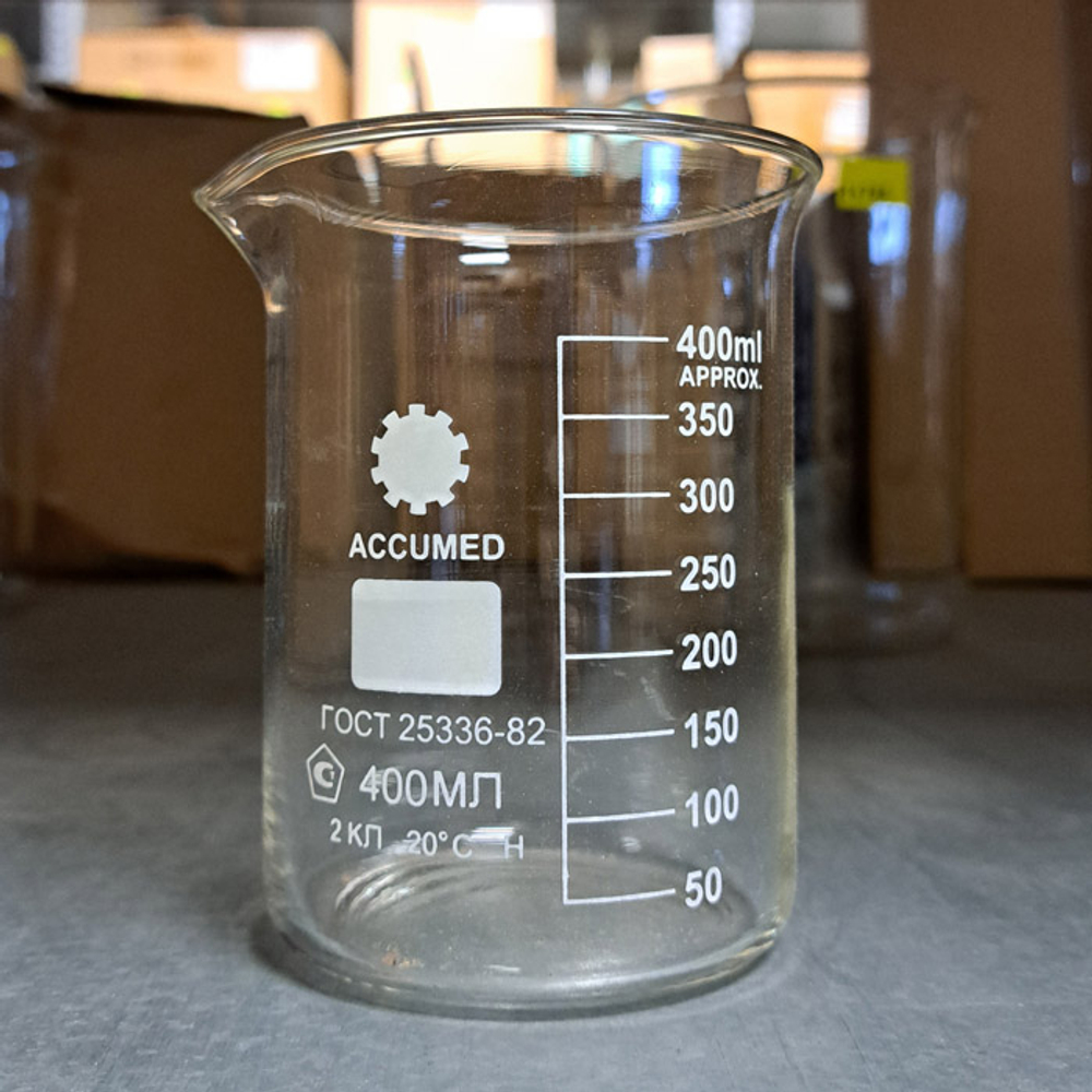 Стакан лаборат. низкий 400мл с дел.,стекл.,ТС, им., 1шт.