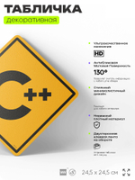 Табличка декоративная "C++" на дверь и стену, для программиста, информационная, декоративный знак, 24,5х24,5 см, пластиковая, Айдентика Технолоджи
