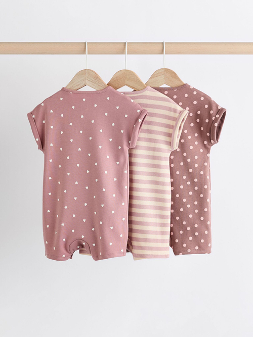 Боди с коротким рукавом для малышей Next B57-324, 3 шт., Бежевый, Розовый, Коричневый