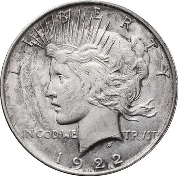 1 доллар (dollar) 1922 США Peace Dollar (Мирный доллар)