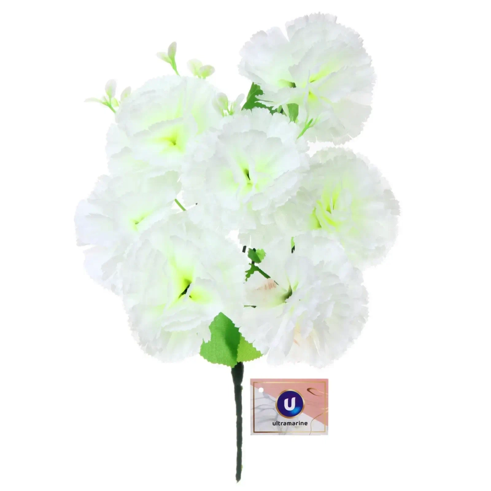 Искусственные цветы «Букет Гвоздик» 34см 7цветков белые