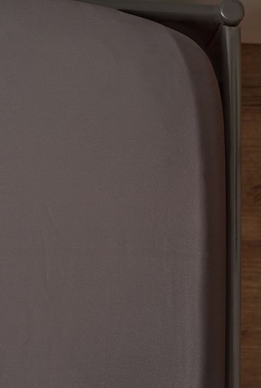 Простыня на резинке из премиального сатина темно-серого цвета из коллекции essential, 180х200х30 см