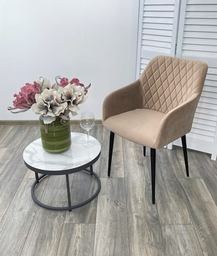 Стул М-City DISAUR Бренди-Х (Brandy-X) Бежевый 5, Велюр, Черный каркас