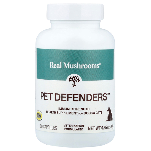 Real Mushrooms, Pet Defenders™, добавка для укрепления иммунитета, для собак и кошек, 90 капсул, 27 г (0,95 унции)