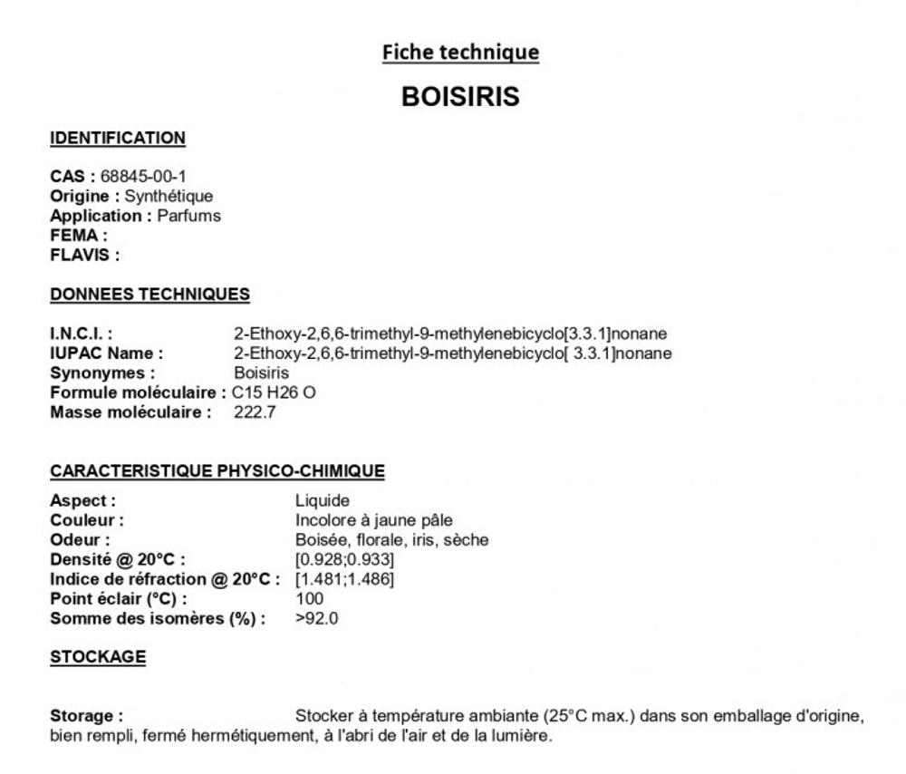 BOISIRIS 50% in DPG / ИРИС ДРЕВЕСНЫЙ CAS 68845-00-1 ; 25265-71-8