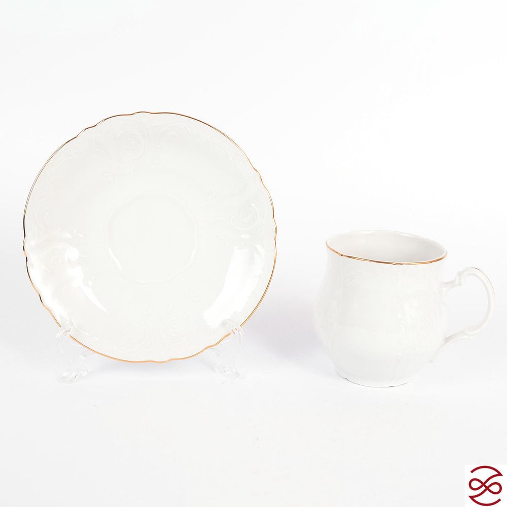 Кружка с блюдцем Джонас Bernadotte Белый узор 310 мл