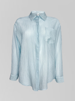 Рубашка YML 8020 удлиненная в полоску с карманом на груди и майкой в комплекте