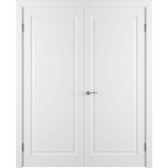 Фото двустворчатой распашной двери Аура белая эмаль глухая
