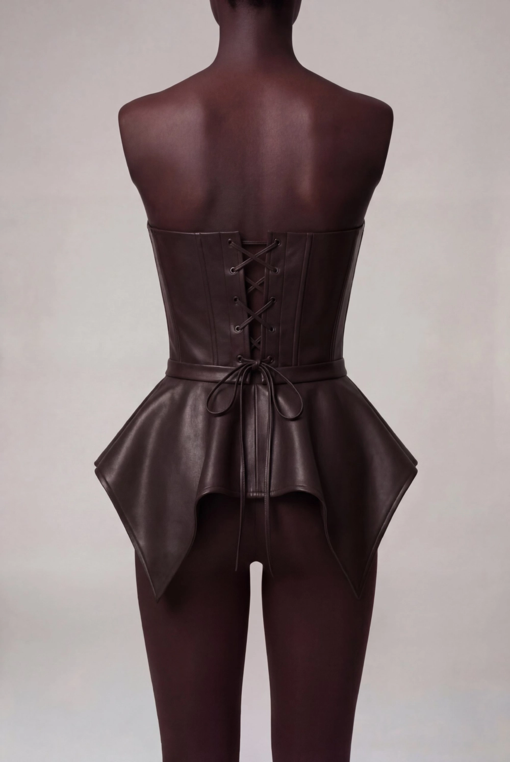 Корсет топ кожаный с баской корректирующий вечерний