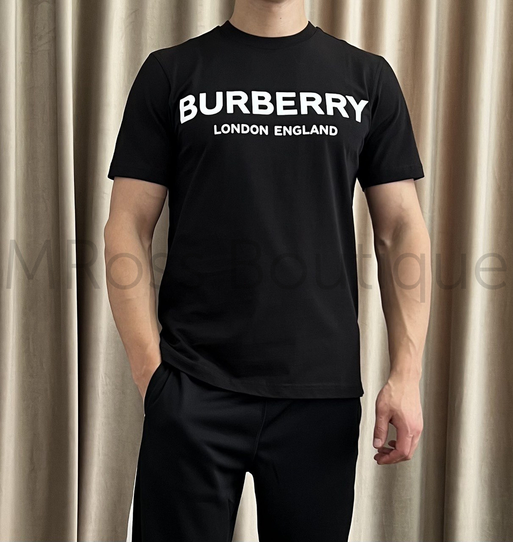 Хлопковая футболка Burberry черного цвета
