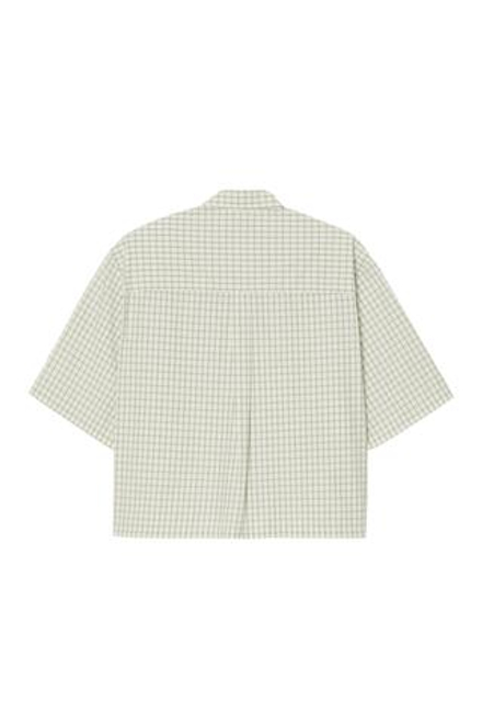 ZARA X BENITO ANTONIO РУБАШКА С ОТЛОЖНЫМ ВОРОТНИКОМ, БЕЛЫЙ/ЗЕЛЕНЫЙ