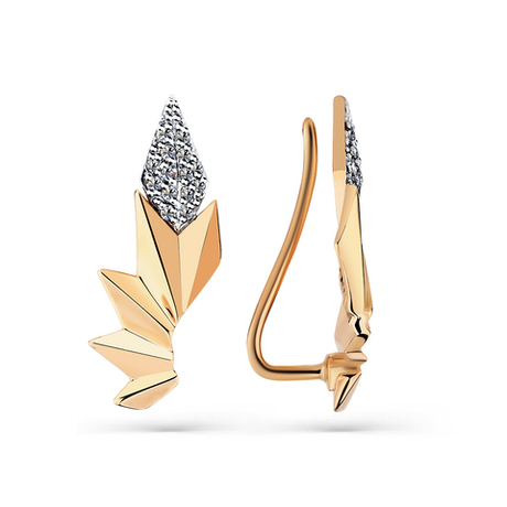 Серьги из золота 585 пробы с Фианит