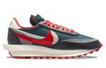 Sacai x Nike LDWaffle midnight spruce turn fur synthetic leather comfortable shock absorption non-slip wear-resistant wrapping lightweight low-cut sports casual shoes for men and women the same style black, blue and red