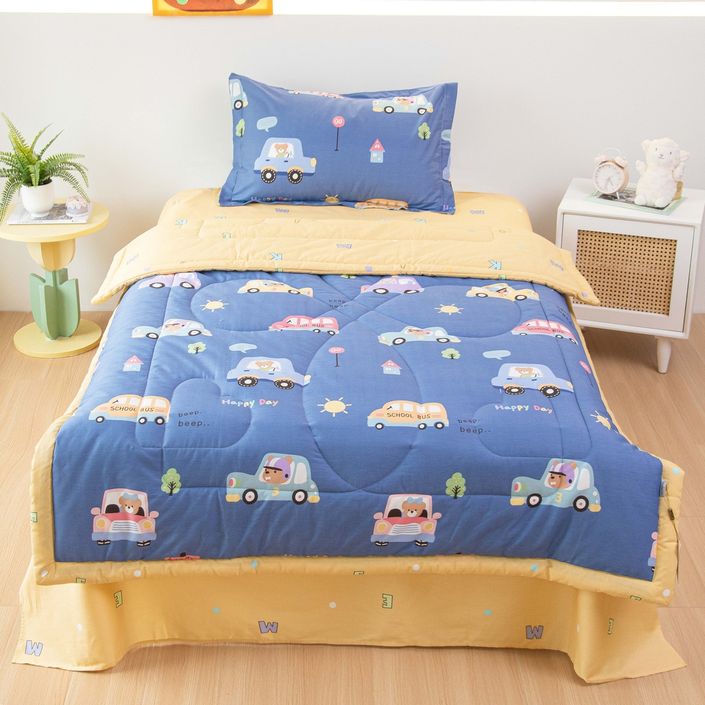 Комплект постельного белья Сатин с Одеялом Young 100% хлопок на резинке OBKR023