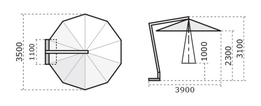 Зонт профессиональный Ø3.5 м Palladio Braccio