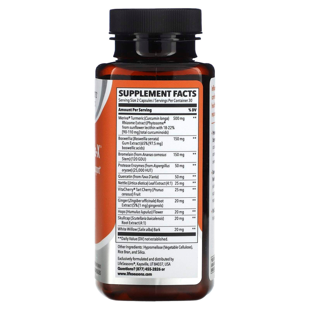 LifeSeasons, Inflamma-X™, поддержка при воспалении, 60 растительных капсул