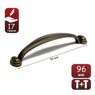 Ручка-скоба ТУНДРА РС202, м/о 96 мм, цвет бронза3836319