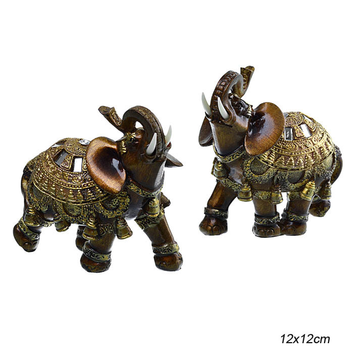 Статуэтка Слон взгляд влево с колокольчиками зеркалами стразами цвет золотисто-коричневый 13 см