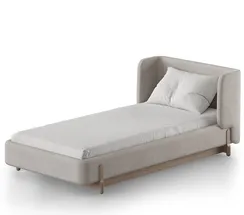 Кровать с подъемным механизмом Basic, 90х200 см (молочный, рогожка)