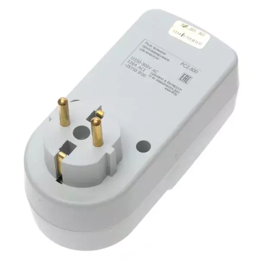 Реле времени в розетку PCZ-500 1 канал-100 пар включ./выключ.; суточн./недел. циклы работы с функцией контроля напряжения