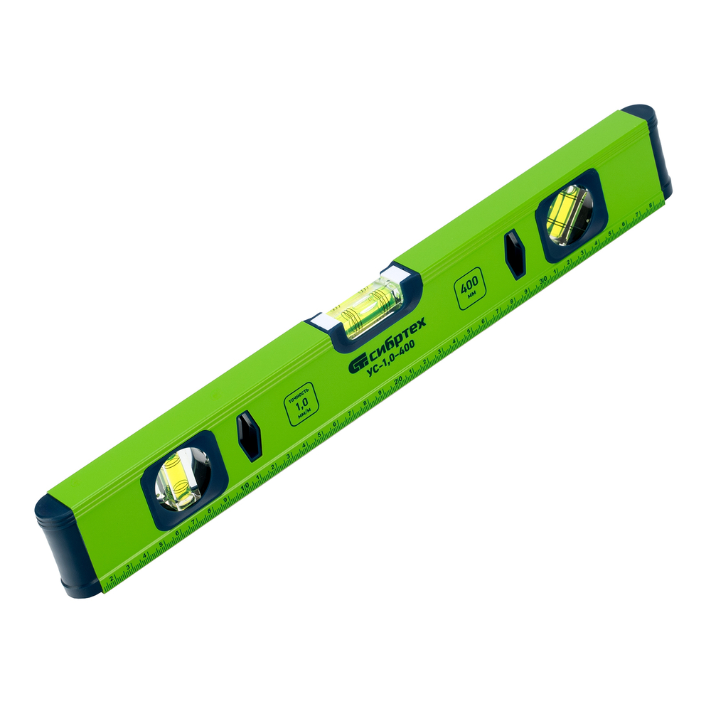 Уровень алюминиевый УС-1, 0-400, фрезерованный, 3 глазка, 400 мм Сибртех 34100