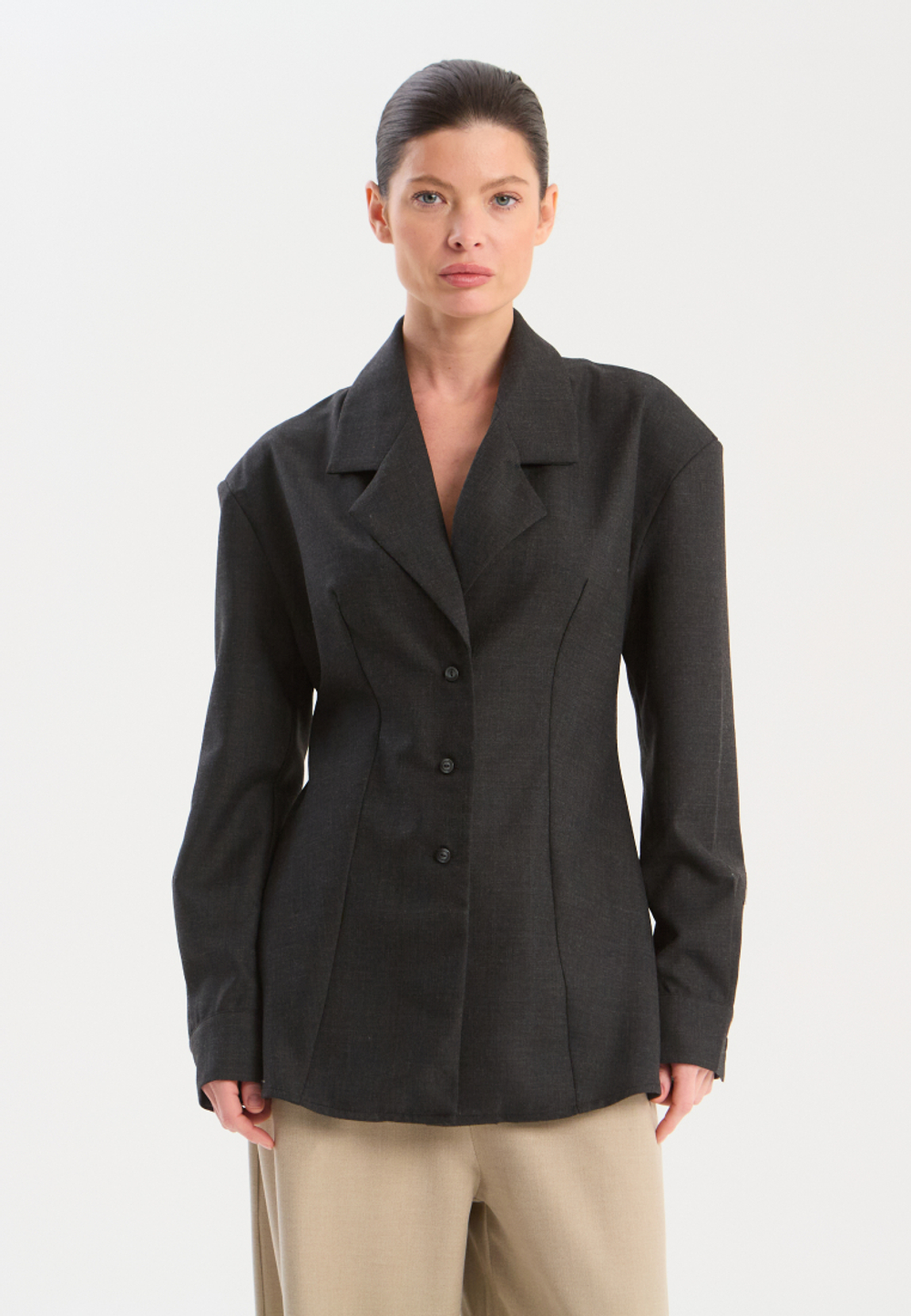 Рубашка жакетного типа из смесовой шерсти